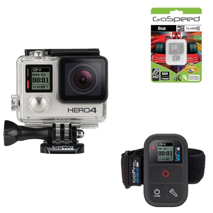GoPro Hero4 Hero 4 12MP Full HD 4K 30fps 1080p 120fps Built-In Wi-Fi Waterproof Wearable Camera Black Adventure... N170