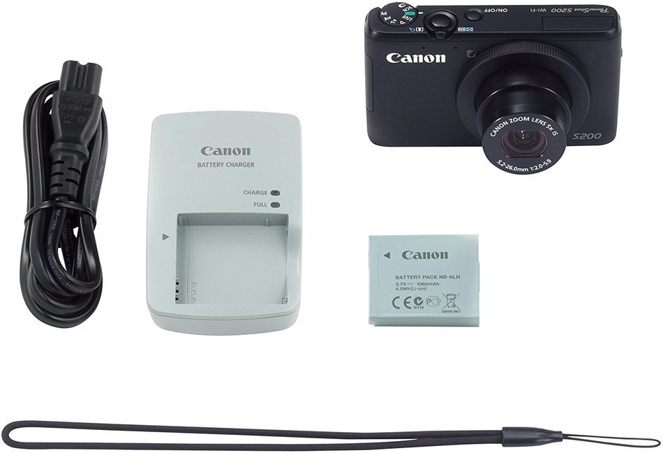 Canon PowerShot S200 - Digital camera - compact - 10.1 Mpix - 5 x optical zoom - Wi-Fi - black N3
