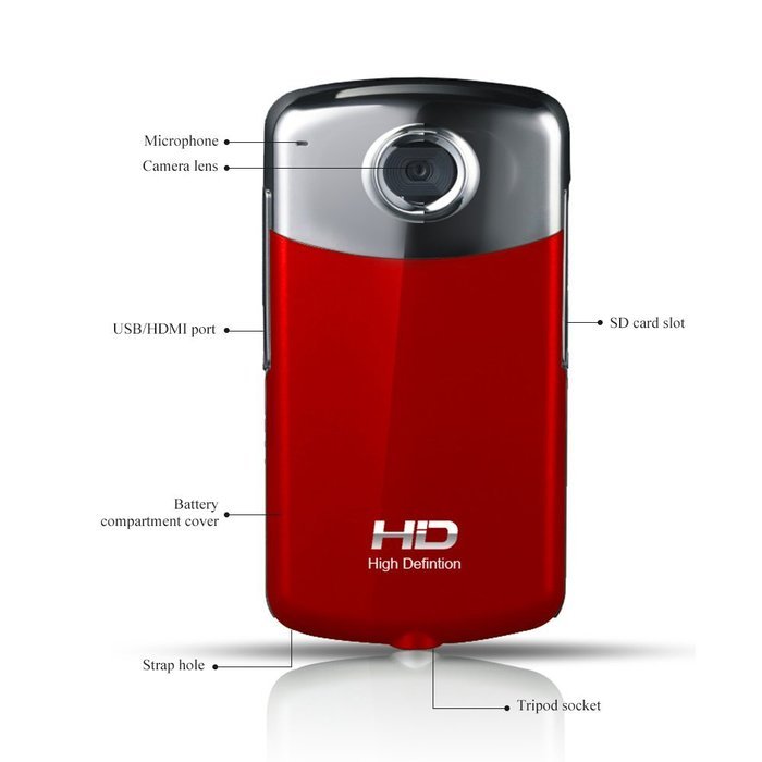 MARVUE V80 FHD Digital Video Recording 1080P Camcorder Blue-Ray Touch Button 3.5 Inch HD Screen (RED) N2