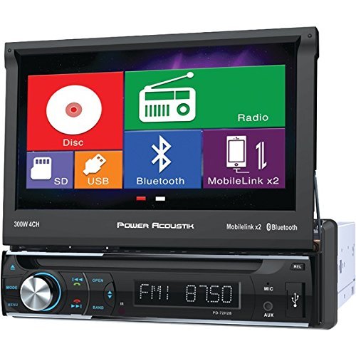 POWER ACOUSTIK PD-72H2B 7" Single-DIN In-Dash Motorized LCD Touchscreen DVD Receiver with...