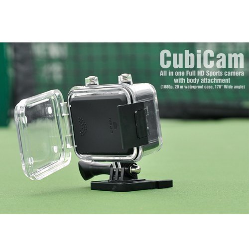 Waterproof 1080p HD Sports Camera "Cubicam" - 5MP, Body Strap + Multi Mount N4