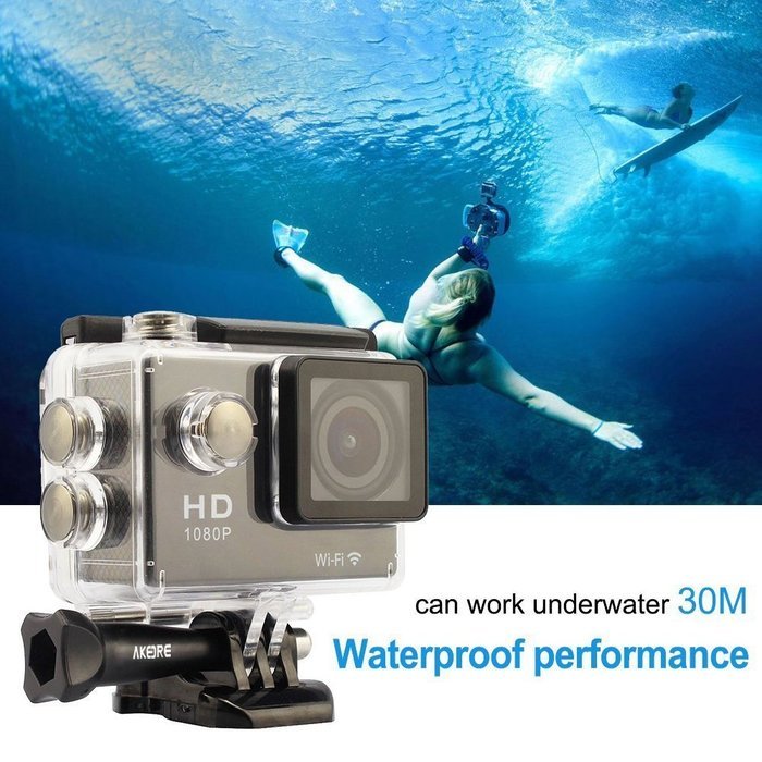 AKEDRE&reg; Sports Action Camera 2.0 " Black Mini Full HD 1080p 12mp Wifi 140&deg; Wide Angle Waterproof Shockproof Helmet... N12