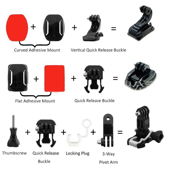 YFY 18-In-1 Basic Outdoor Sports Accessories Kit for GoPro Hero Cameras,SJ Cam, Xiaomi Yi,Sport Acion Camera