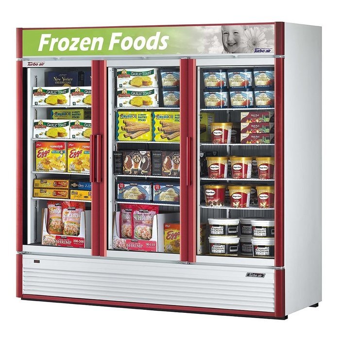 Turbo Air TGF-72SD Black Super Deluxe Three Door Merchandiser Freezer - 71.3 Cu. Ft.