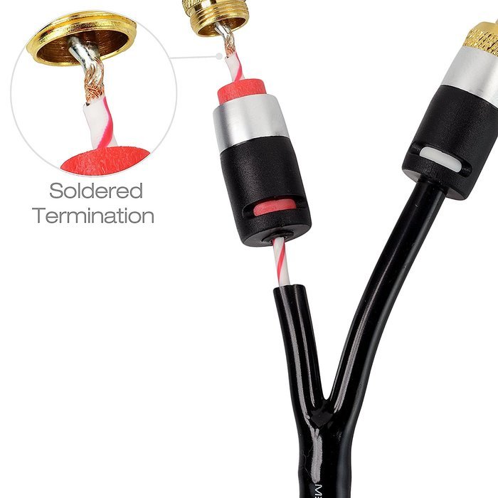 Mediabridge 16AWG ULTRA Series Speaker Cable w/ Dual Gold Plated Spade Tips (25 Feet) - CL2 Rated - High Strand... N6