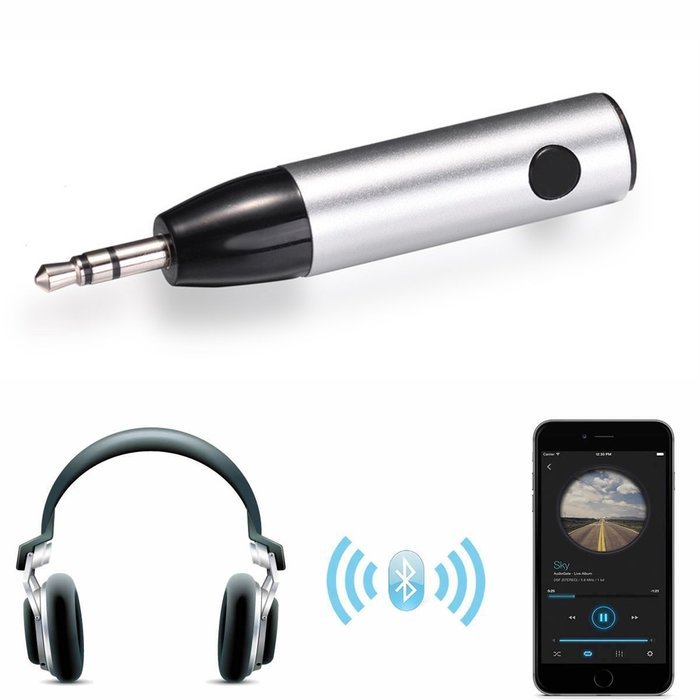 MENCOM Black Audio Aux 3.5mm Bullet Bluetooth V4.1 Wireless Receiver Adapter for Sony Headphones&Car Kits