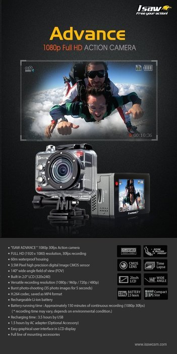 ISAW Advance Full HD Waterproof Helmet Action Camera, Sports Camera + free gift N2