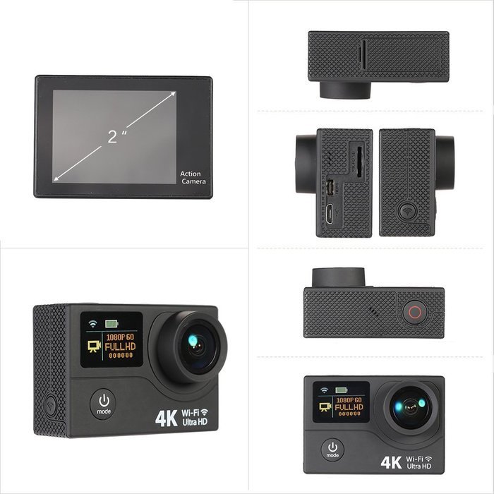 Andoer 2' LCD Dual Screen Wifi 4K 15fps 1080P 60fps 12MP Ultra HD Sports Action Camera 170&deg; Wide-angle for HDMI... N4