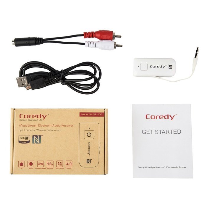 Coredy BR-100 Bluetooth 4.0 Receiver aptX A2DP Wireless Adapter Stereo CD Sound Music Streaming for Car/ Home... N7