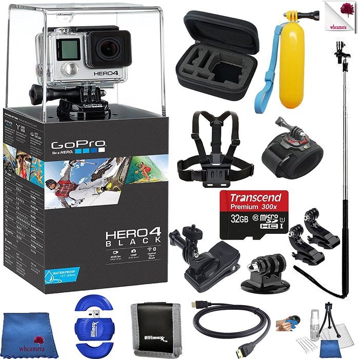 Gopro Hero 4 Black 14 Piece Frontier Bundle Includes: Go Pro Hero4 Black + Case + Floaty Bobber + Chest Strap...