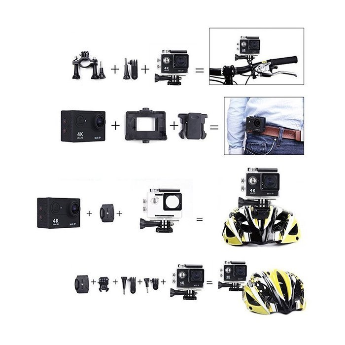 4K Ultra HD DV 16MP 1080p 60fps Sports Action Camera (White) - Wi-Fi + 170&deg; Wide Angle Lens + Waterproof Case... N2