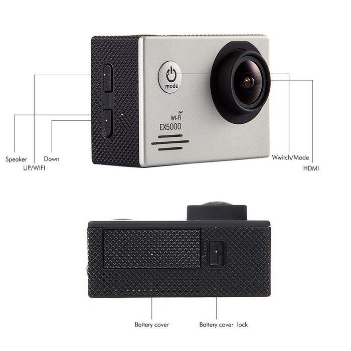 Mira-Tech Original EX5000 WIFI 2.0inch 14MP FHD Sports Action Camera waterproof with 2 Improved Batteries and... N15