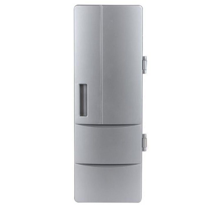 Mini USB LED PC Refrigerator Fridge Beverage Drink Cans Cooler Warmer Silver N2