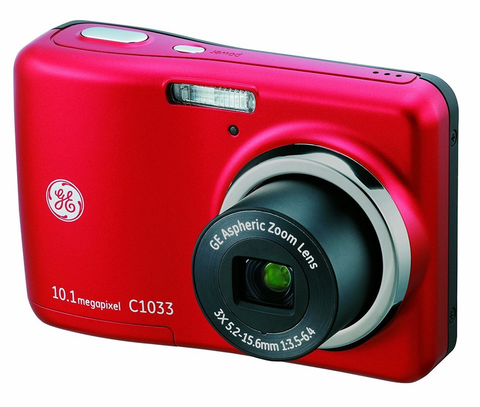 GE C1033 10MP Digital Camera with 3X Optical Zoom and 2.4 Inch LCD with Auto Brightness (Red) N5