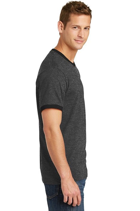 Port & Company PC54R 100% Cotton Ringer Tee - Dark Heather Grey/Jet Black - M N13