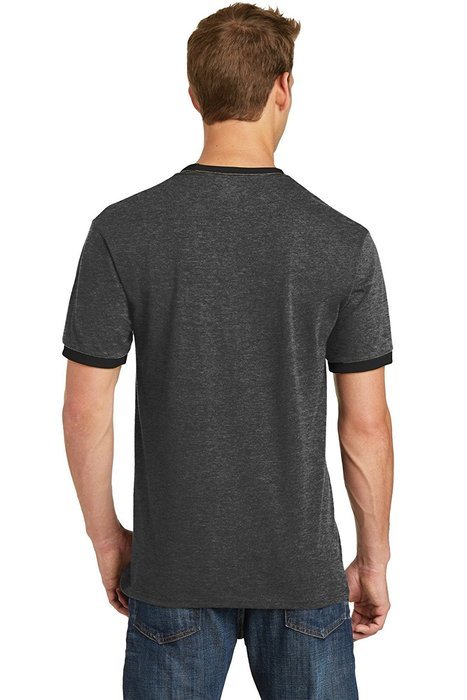Port & Company PC54R 100% Cotton Ringer Tee - Dark Heather Grey/Jet Black - M N14
