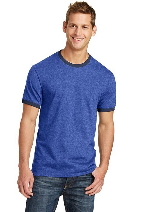 Port & Company PC54R 100% Cotton Ringer Tee - Dark Heather Grey/Jet Black - M N15