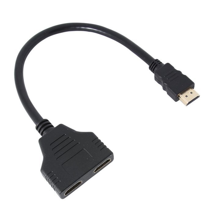 GBSELL HDMI 1 to 2 Split Double Signal Adapter Convert Cable for Video TV HDTV Black N2