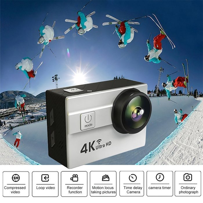 Evary WIFI 4K 1080P HD Action Camera 2.0 Inch 173 Degree Ultra-wide Angle Lens Waterproof Sports Video Camera... N5