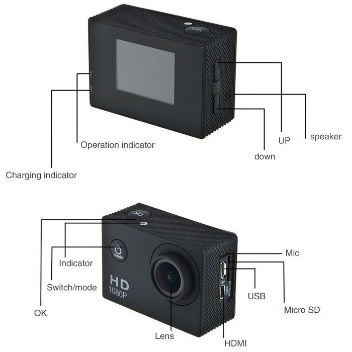Mcoplus F23 1080P Helmet Sports DV Full HD 12MP Car Recorder Camcorder Diving Camera Bicycle Action Camera Cam... N8
