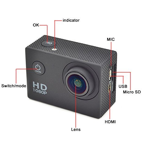 Gopro Hero 3 SJ4000 Style Mini DV 1.5 Inch Full HD 1080P 13MP 170 Degree Wide Angle Waterproof Helmet Car Recorder... N3