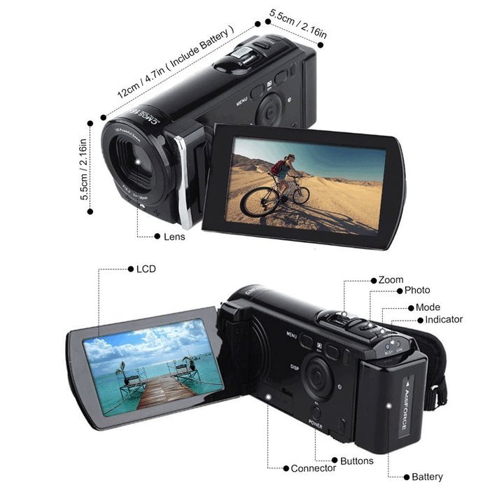 SEREE HDV-601 FHD 1080P Digital Camera Video Recording Camcorder 20MP 16X Digital Zoom 3 Inch HD Screen External... N6