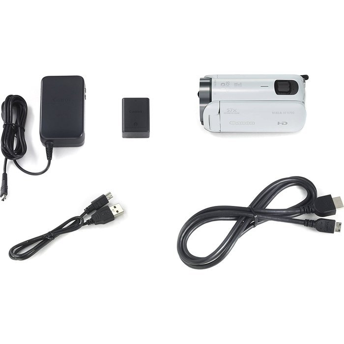 Canon VIXIA HF R700 57x Zoom Full HD 1080p Video IS Digital Camcorder (White) + 64GB Card + Case + Tripod + Digital... N6