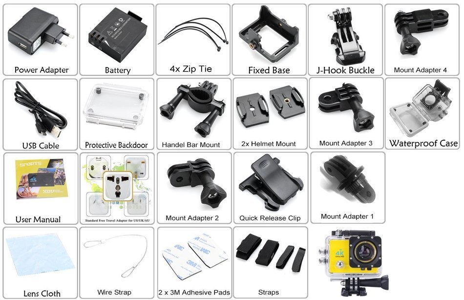 4K Wi-Fi Waterproof Sports Action Camera - 4K Ultra HD, 16MP, 170 Degree Wide Angle, 2 Inch LCD Display, HDMI... N5