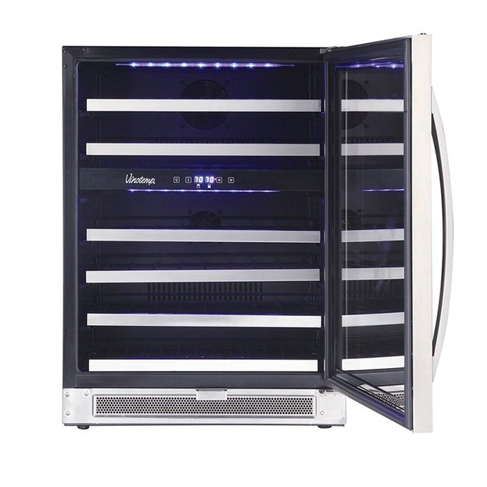 Vinotemp VNTVT-46-2Z-SSDST 46-Bottle Dual-Zone Connoisseur Series Wine Cooler, Stainless Steel N3