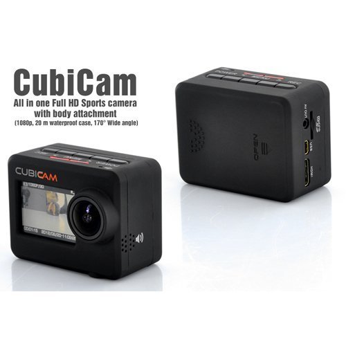 Waterproof 1080p HD Sports Camera "Cubicam" - 5MP, Body Strap + Multi Mount N6