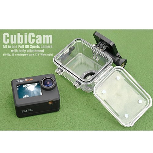 Waterproof 1080p HD Sports Camera "Cubicam" - 5MP, Body Strap + Multi Mount N7
