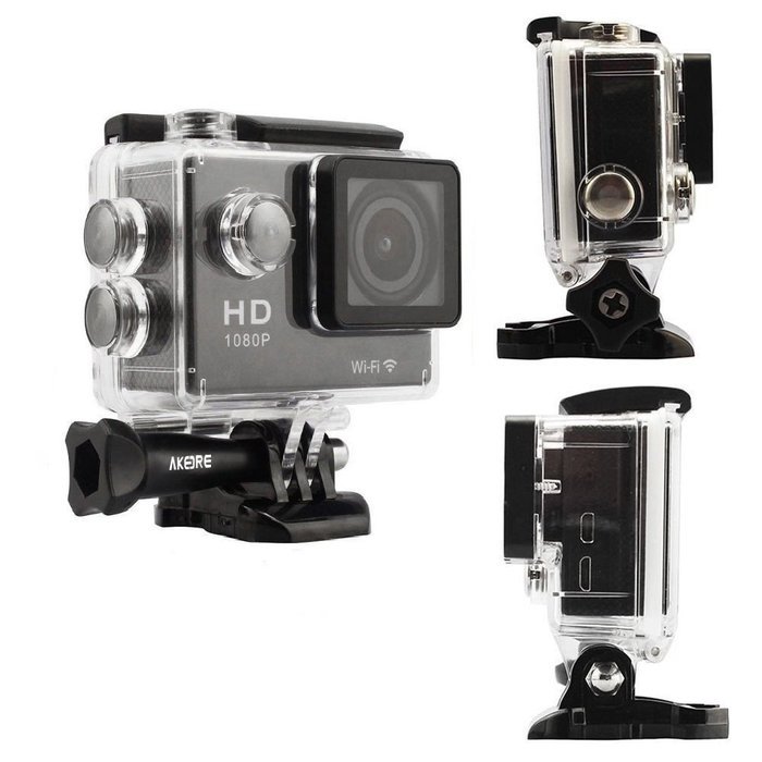 AKEDRE&reg; Sports Action Camera 2.0 " Black Mini Full HD 1080p 12mp Wifi 140&deg; Wide Angle Waterproof Shockproof Helmet... N16