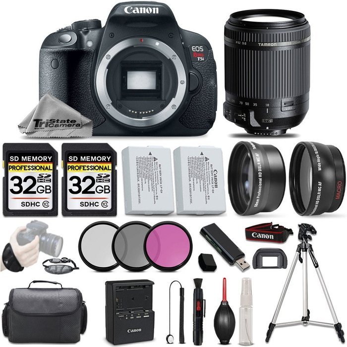 Canon EOS Rebel T5i DSLR 18 MP Camera + Tamron 18-200 Lens + 0.43X Wide Angle Lens + 2.2X Telephoto Lens + 3PC... N2