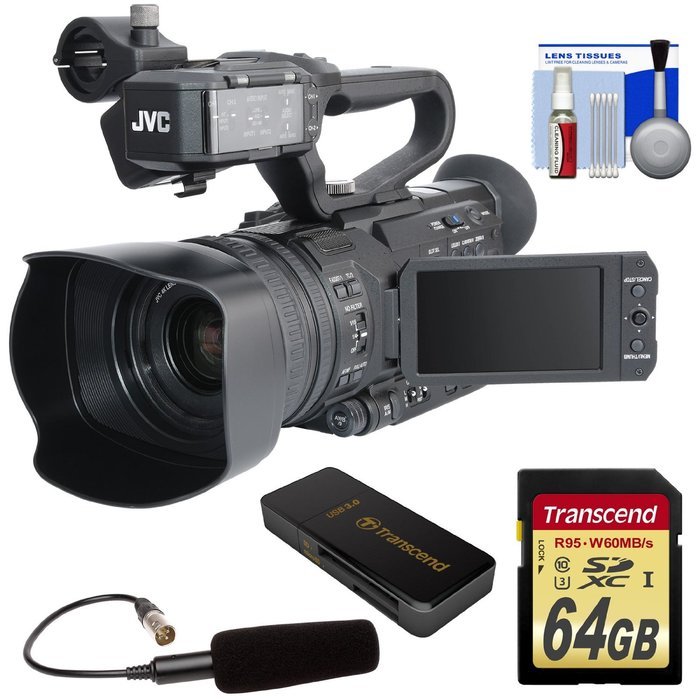 JVC GY-HM200U Ultra 4K HD 4KCAM Professional Camcorder & Top Handle Audio Unit with XLR Microphone + 64GB Card... N7
