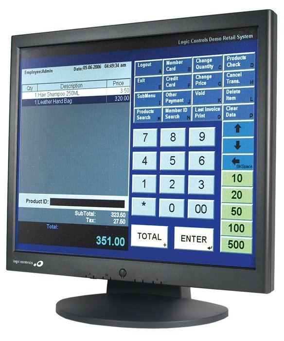 logic controls le1017 17in lcd resistive touch screen usb vga spkr black