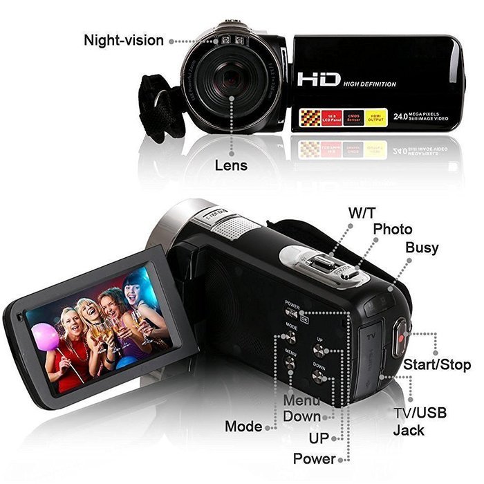 Camera Camcorders, ROFISA Portable Handheld Digital Camera Video Camcorder HD Max. 24M 1920X1080P DV 3" LCD Screen... N5