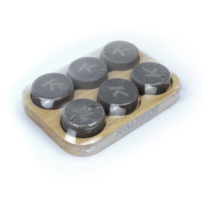 KALREDE Whiskey Stones Set of 6 Circular Drink Rocks for Chilling Wine or Any Other Beverages with a Wooden Tray... N4