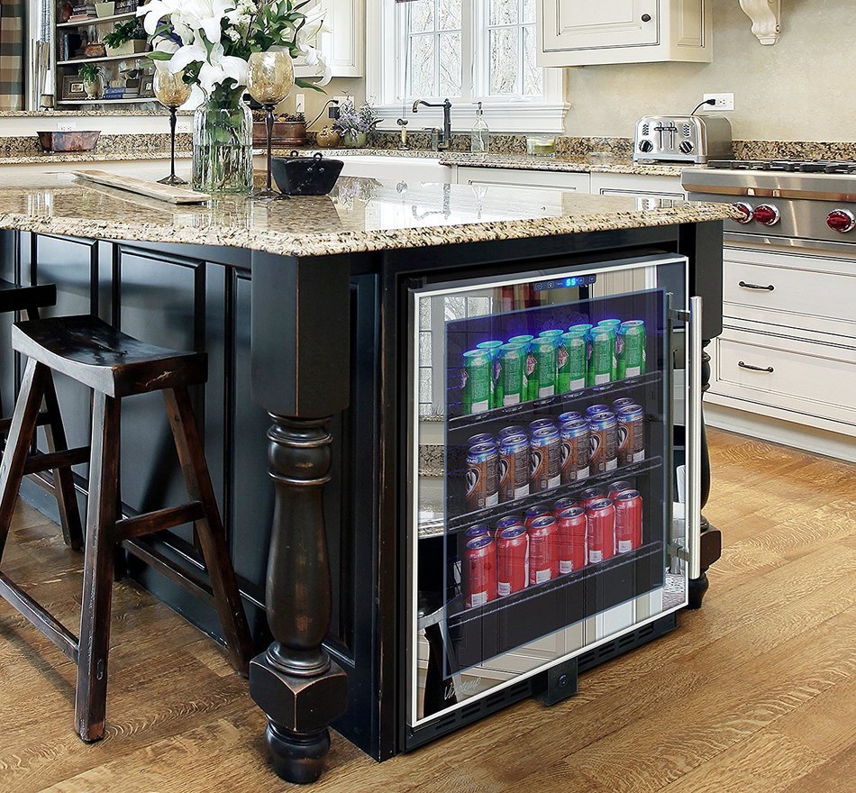 Vinotemp VT-BC54TSSM-L 54-Bottle Mirrored Touch Screen Beverage Cooler, Black N3