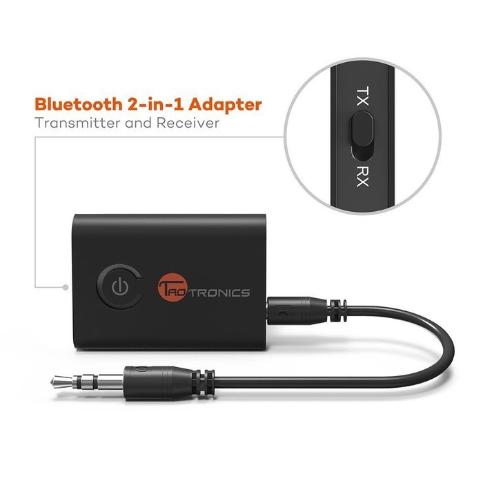 TaoTronics Bluetooth 4.1 Transmitter / Receiver, 2-in-1 Wireless 3.5mm Adapter (aptX Low Latency, 2 Devices Simultaneously... N2