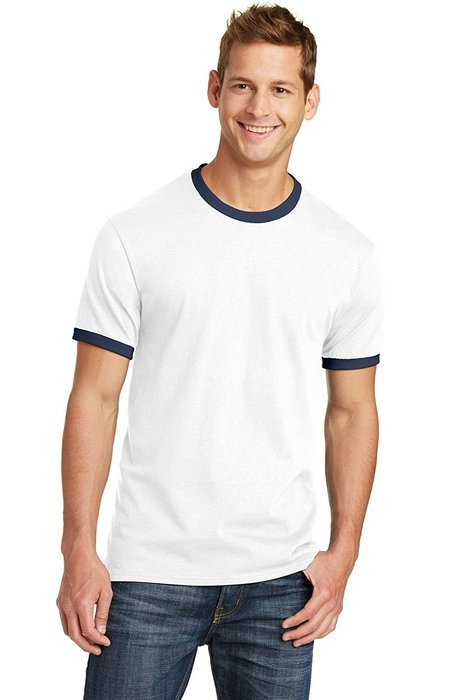 Port & Company PC54R 100% Cotton Ringer Tee - Dark Heather Grey/Jet Black - M N16