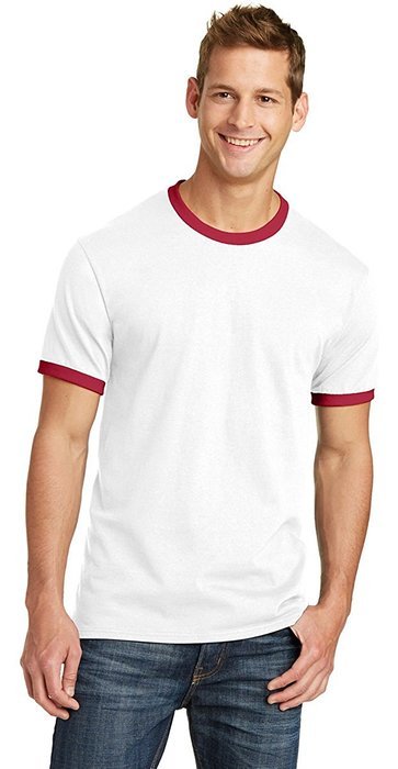 Port & Company PC54R 100% Cotton Ringer Tee - Dark Heather Grey/Jet Black - M N17