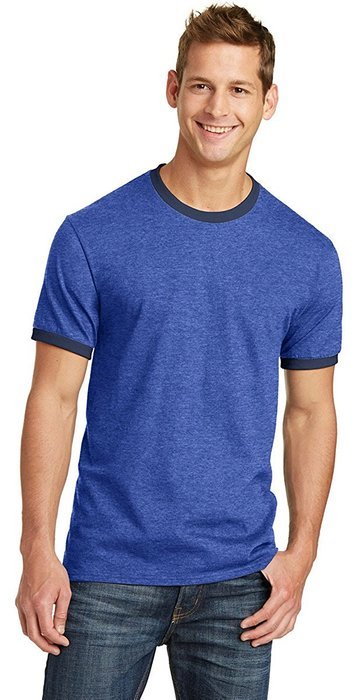 Port & Company PC54R 100% Cotton Ringer Tee - Dark Heather Grey/Jet Black - M N18