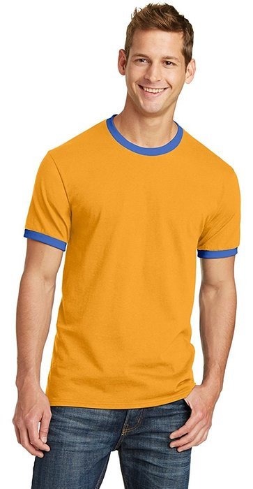 Port & Company PC54R 100% Cotton Ringer Tee - Dark Heather Grey/Jet Black - M N19