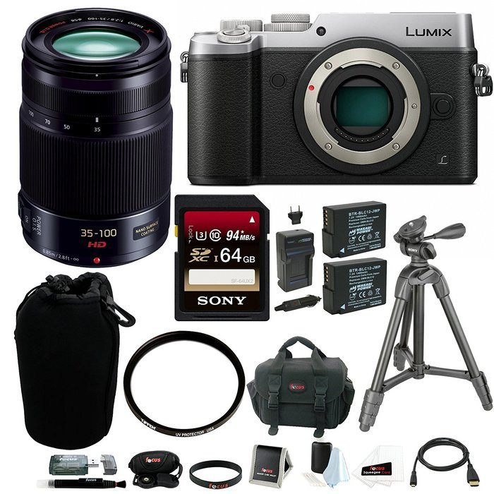 Panasonic DMC-GX8S LUMIX GX8 Mirrorless Camera (Silver, Body Only) with 35-100mm Lens and Accessory Bundle N3