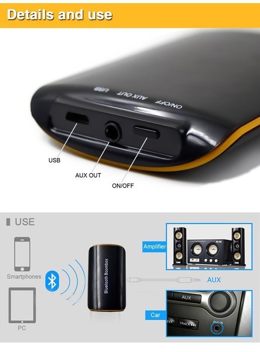 ZENGHAO Wireless Stereo Bluetooth 4.1+EDR Receiver Audio Music Box with 3.5mm Audio Plug N4