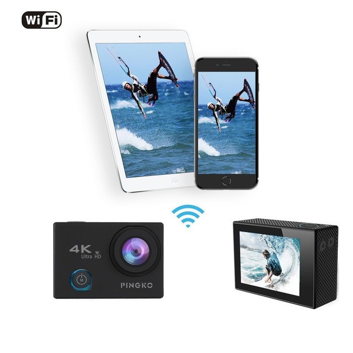 4K WIFI Sport Action Camera,PINGKO 2.0 Inch LCD Screen 12MP 1080P HD 170 Degree Wide Angle Lens Sony Sensor Gyro... N15