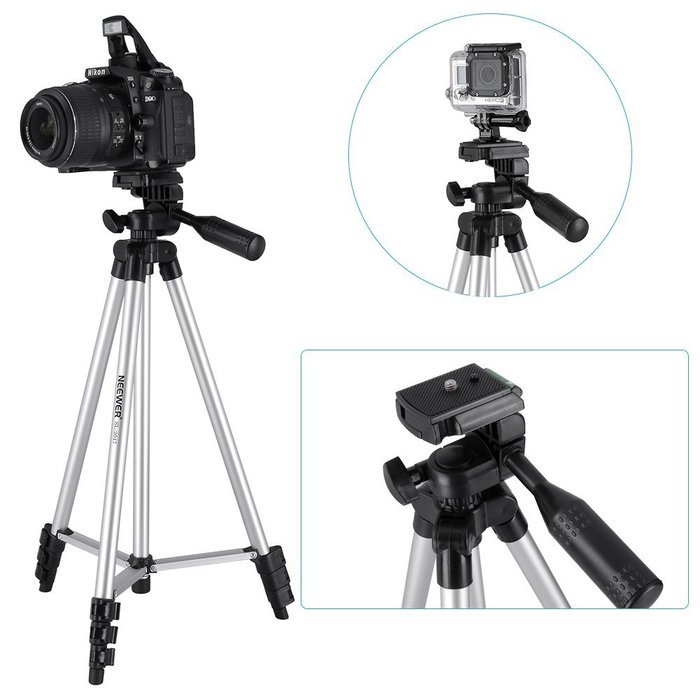 Neewer 53"/135cm Camera Tripod with Universal Tripod Mount Adapter for Gopro Hero1/2/3/3+/4/4Session, Canon Nikon... N7