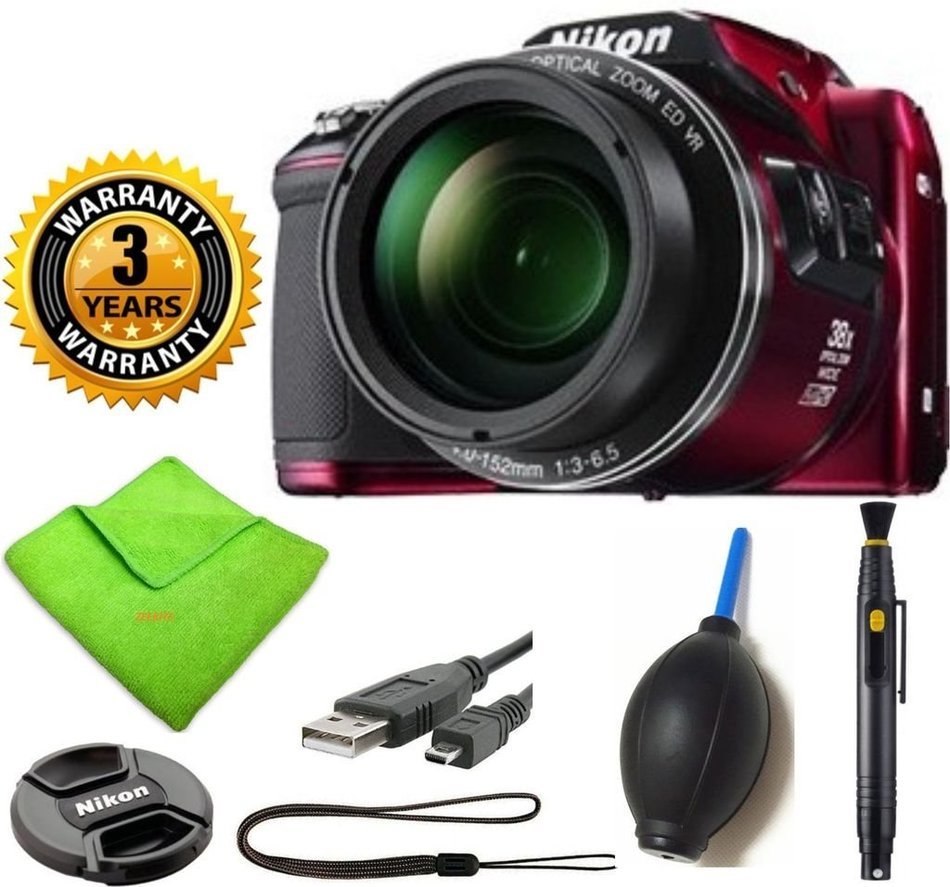 Nikon COOLPIX L840 Digital Camera with 38x Optical Zoom and Built-In Wi-Fi (Red) (White Box) with Lens Cleaning...