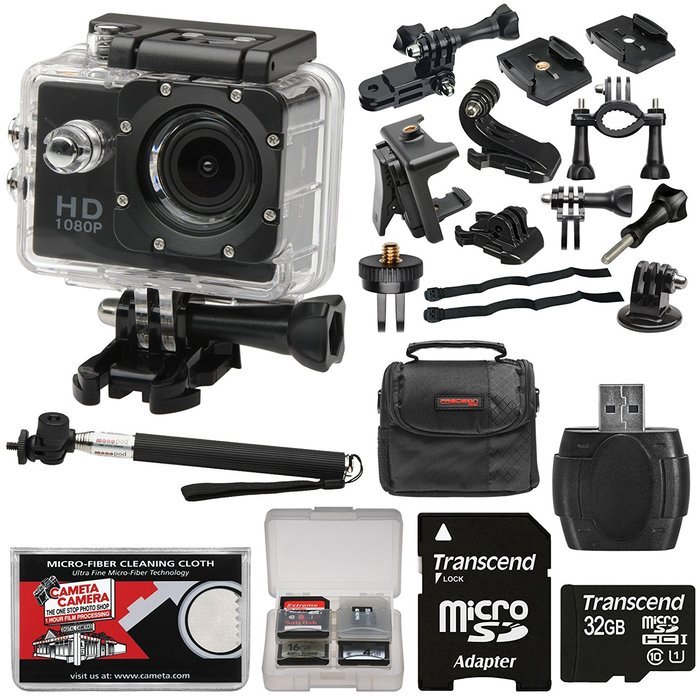 Zuma HD DVR 1080p Sports Video Recorder Action Camera Camcorder with LCD Screen + Mounts + 32GB Card + Selfie...