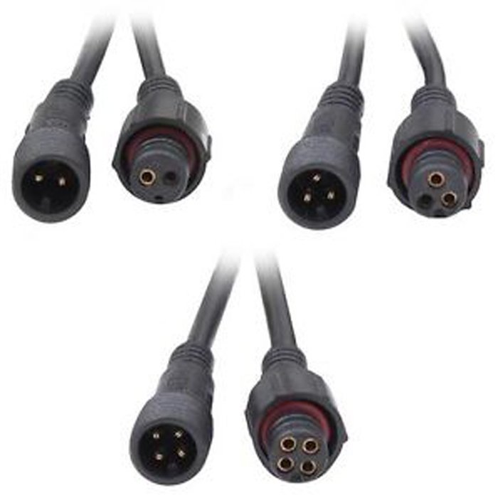 2pcs 50cm Waterproof LED Lamp 4 Cores Male/Female Plug Cables Wire N8